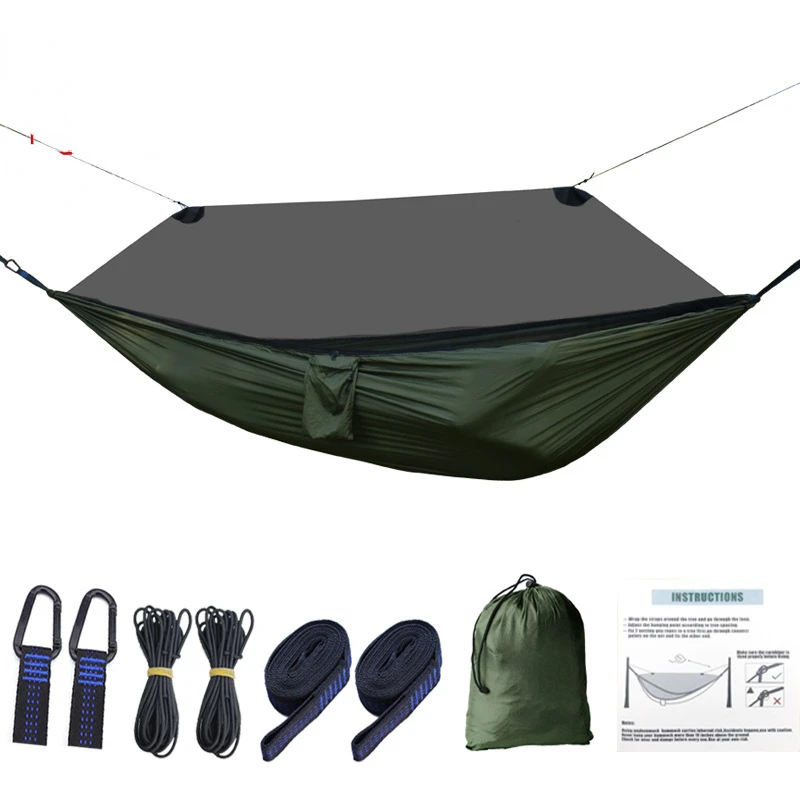 Outdoor double parachute cloth swing nylon anti-rollover double pull twist mosquito net hammock