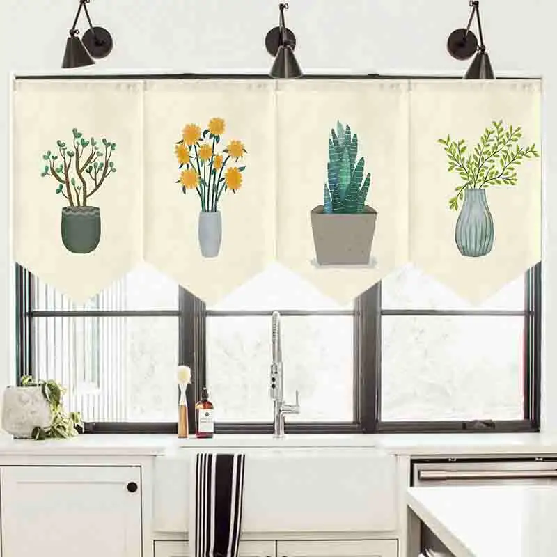 VIKAMA Nordic Style Short Half Door Curtain, Dustproof Partition for Kitchen Cabinet Bedroom Home Decor