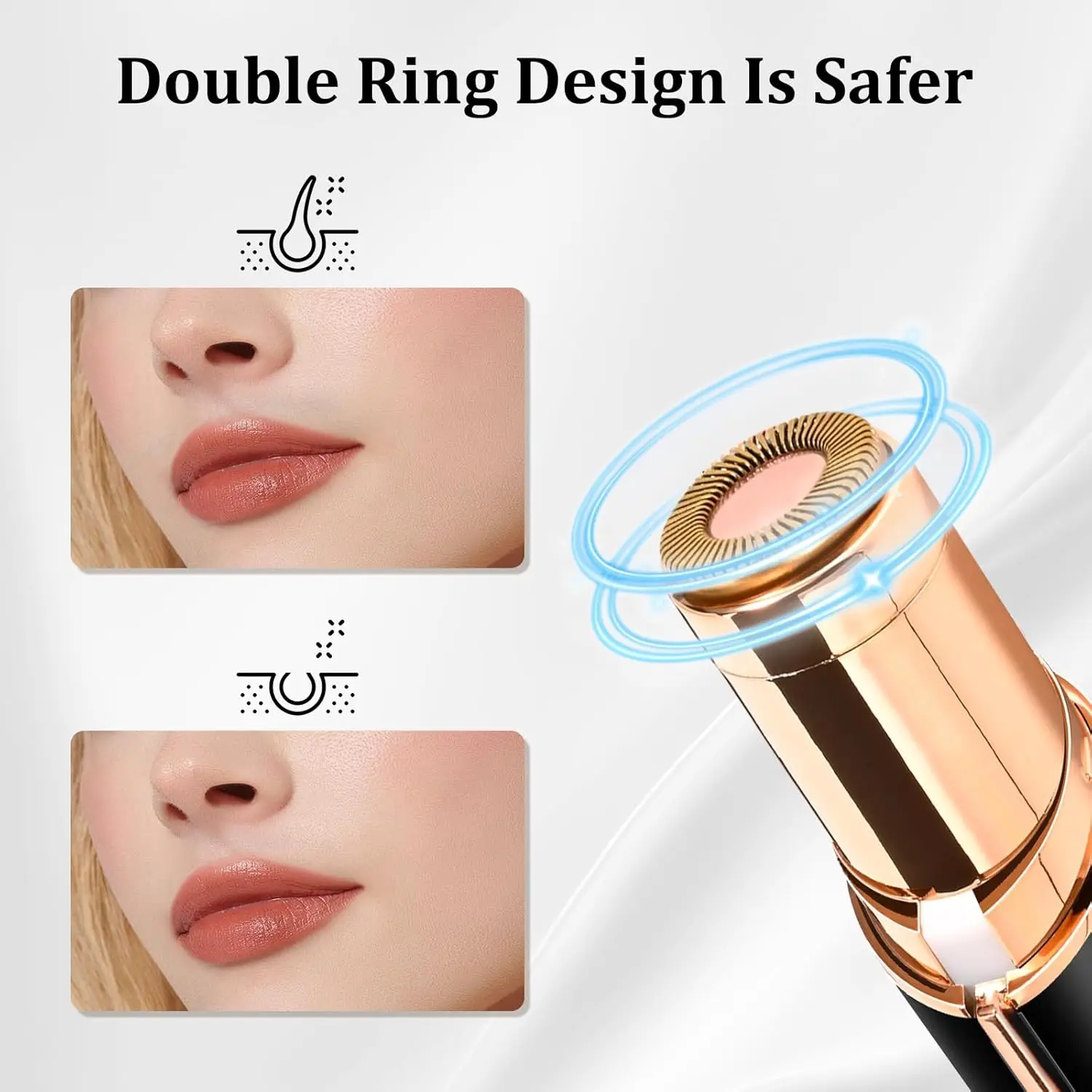 Portable Electric Hair Removal Device for Women, Dual Head 2-in-1 Facial Trimmer, Compact Beauty Grooming Tool, Multiple Colors