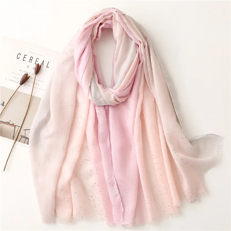 2022 Plain Lurex Glitter Ombre Viscose Shawl Scarf High Quality Autumn Winter Wrap Pashmina Stole Bufandas Muslim Hijab 180*90Cm