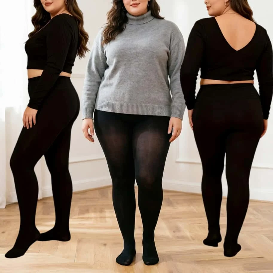Women Plus Size Pantyhose 120D Open Crotch High Waist Opaque Tights Super Stretch Thermal Stockings Autumn Winter 3XL