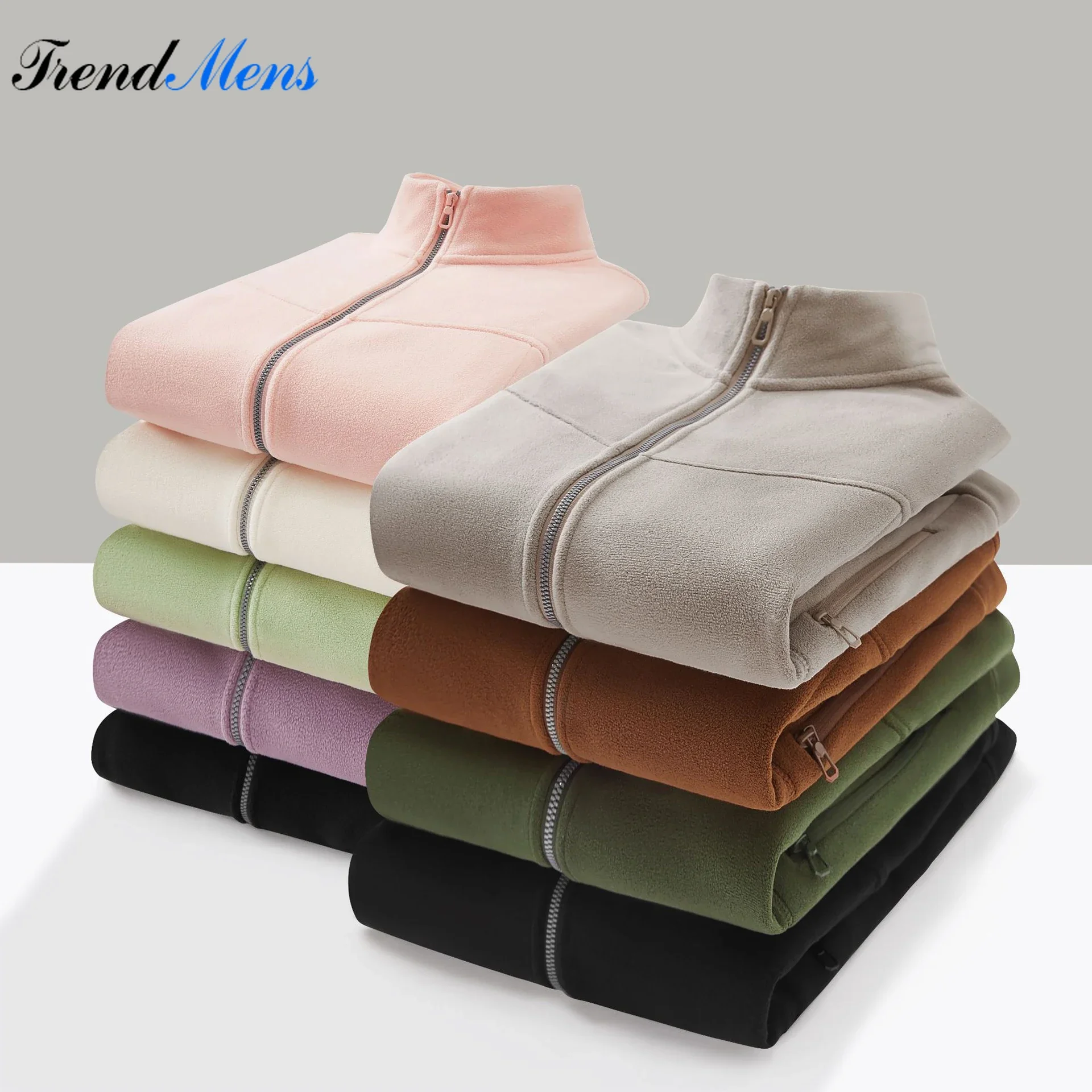 Winter Jacket Men Multi-Colors Fashion Stand Collar Zip Pockets Home Life Couples Thicken Warm Fleece Outdoors Sports Coat