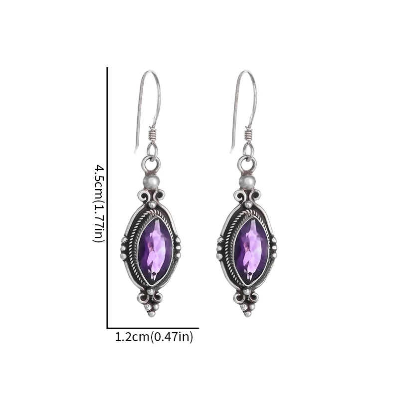 Vintage Purple Shiny Zircon Earrings Elegant Ear Accessories for Women