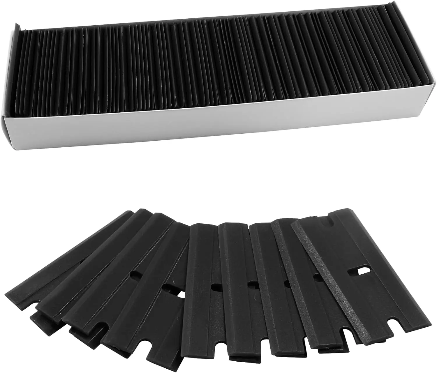 Hair Want 100PCS Double Edged Plastic Razor Blade Label Clean Razor Glue Remover Tool for Glass Cleaning Adhesive Label