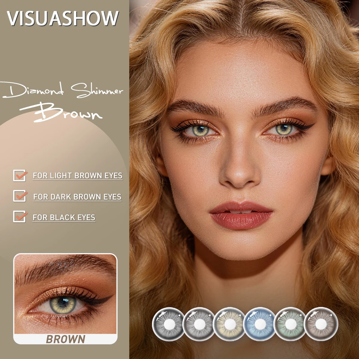 Visuashow Diamond Shimmer Farbige Kontaktlinsen 6 Monate Einweg 14,5mm Blau Grün Augenfarben-Kontaktlinsen für Schönheitskosmetik 70 – Detail 1
