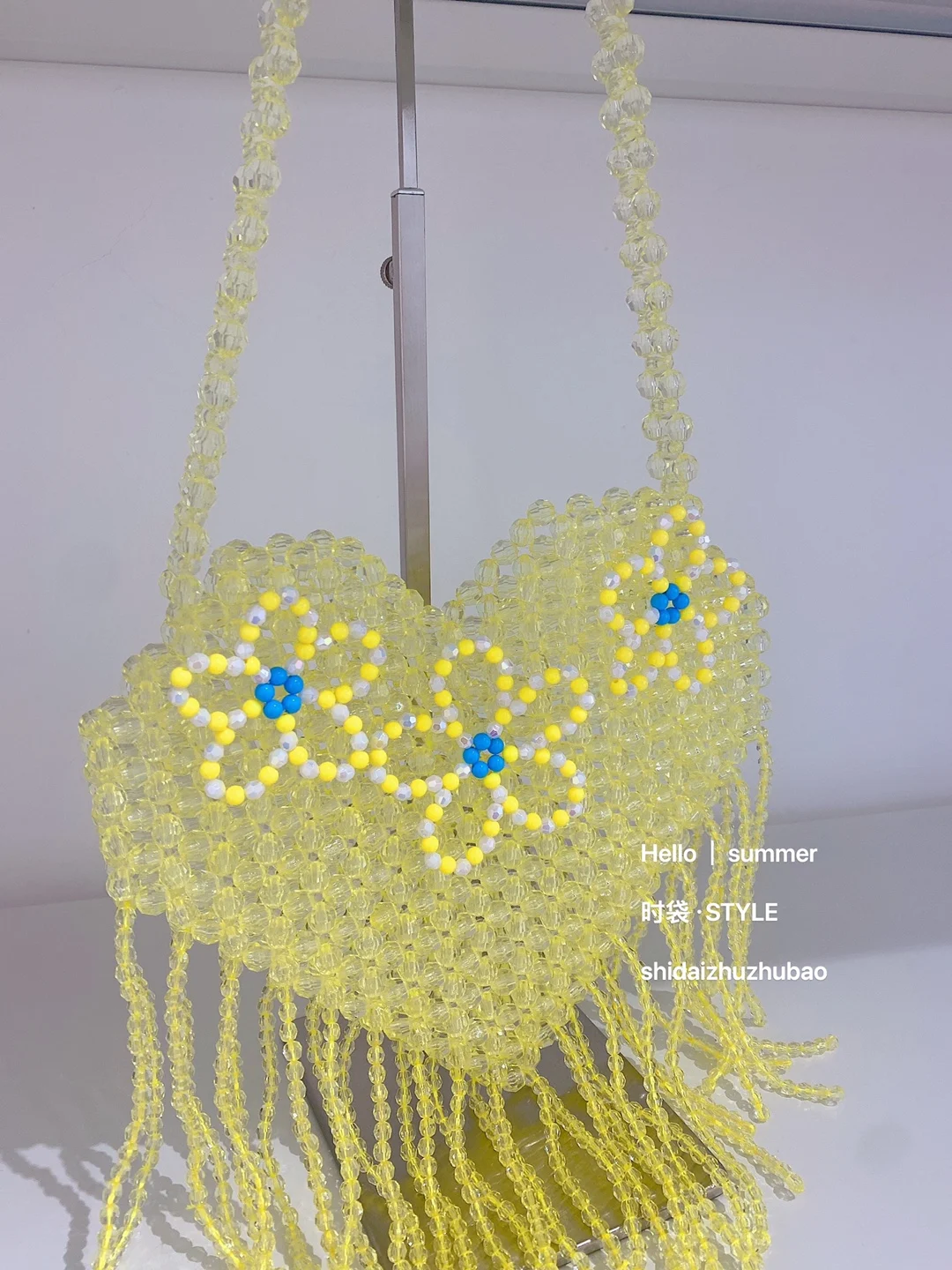 Customized Niche Design Beaded Bag New Fashion Cute Yellow Flower Women's Shoulder Bags Personalized Tassel Summer Love Handbag