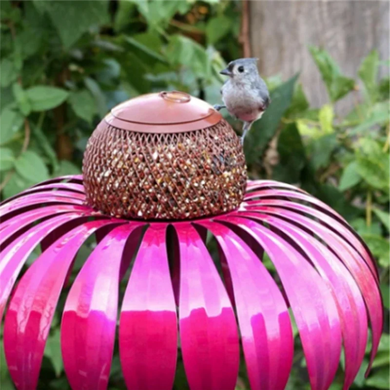

Feeder Bottle With Stand Outdoor Garden Flower Shaped Bird Feeder Durable Easy Install Easy To Use