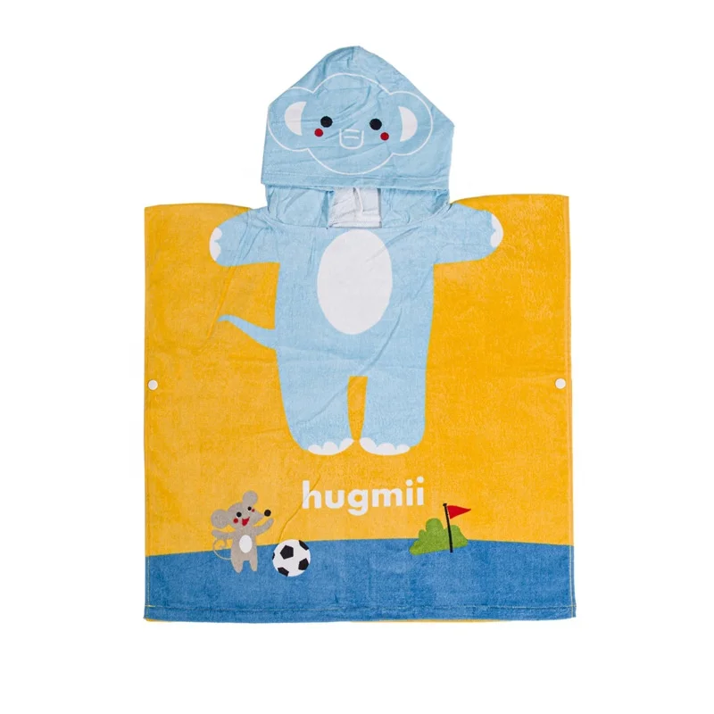 Hot selling summer 100% Cotton Quick Dry Kids Animal Pool Swim Kids Hooded Towel,Beach Towel Wrap Poncho ,Kids Changing Robe