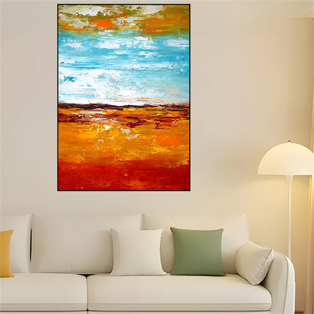 

Abstract Wall Art Extremely Built Canvas Poster Nordic Blue Texture Modern Hand-Painted Oil Paintings Decor Living Room Mural