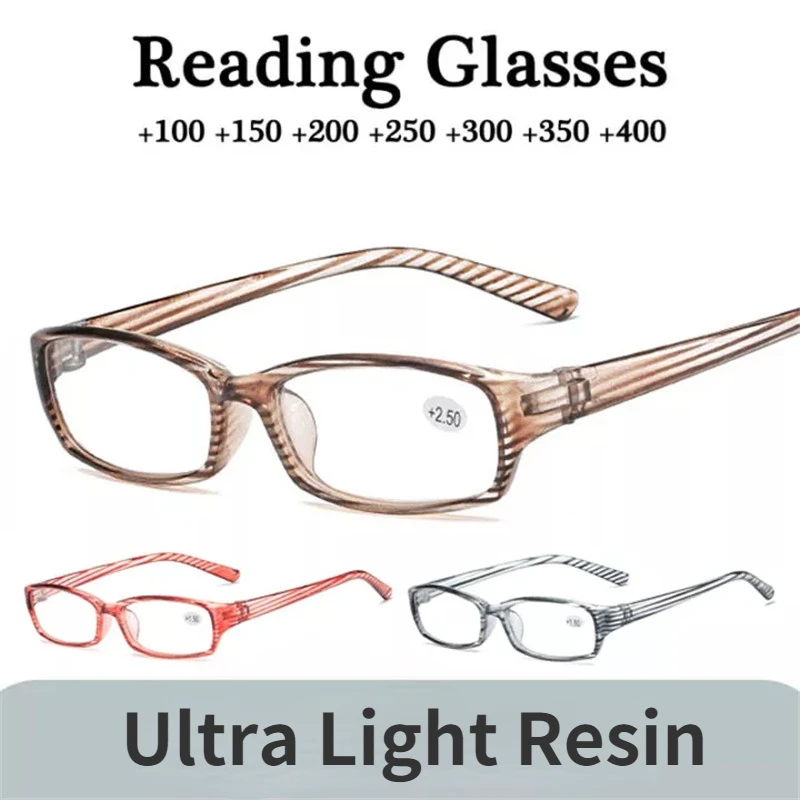 Glasses Men Striped Presbyopia Glasses Ultra Light Resin Hyperopia Glasses 2022 Prescription Reading Glasses Women +100 To +400