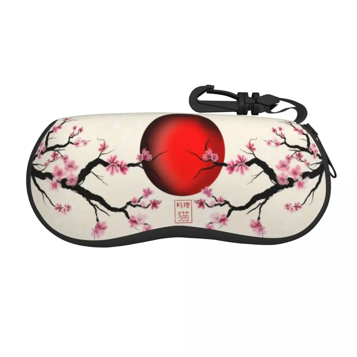 Custom Japan Sakura Cherry Blossoms With A Red Rising Sun Glasses Case Portable Flower Shell Eyeglasses Case Sunglasses Box