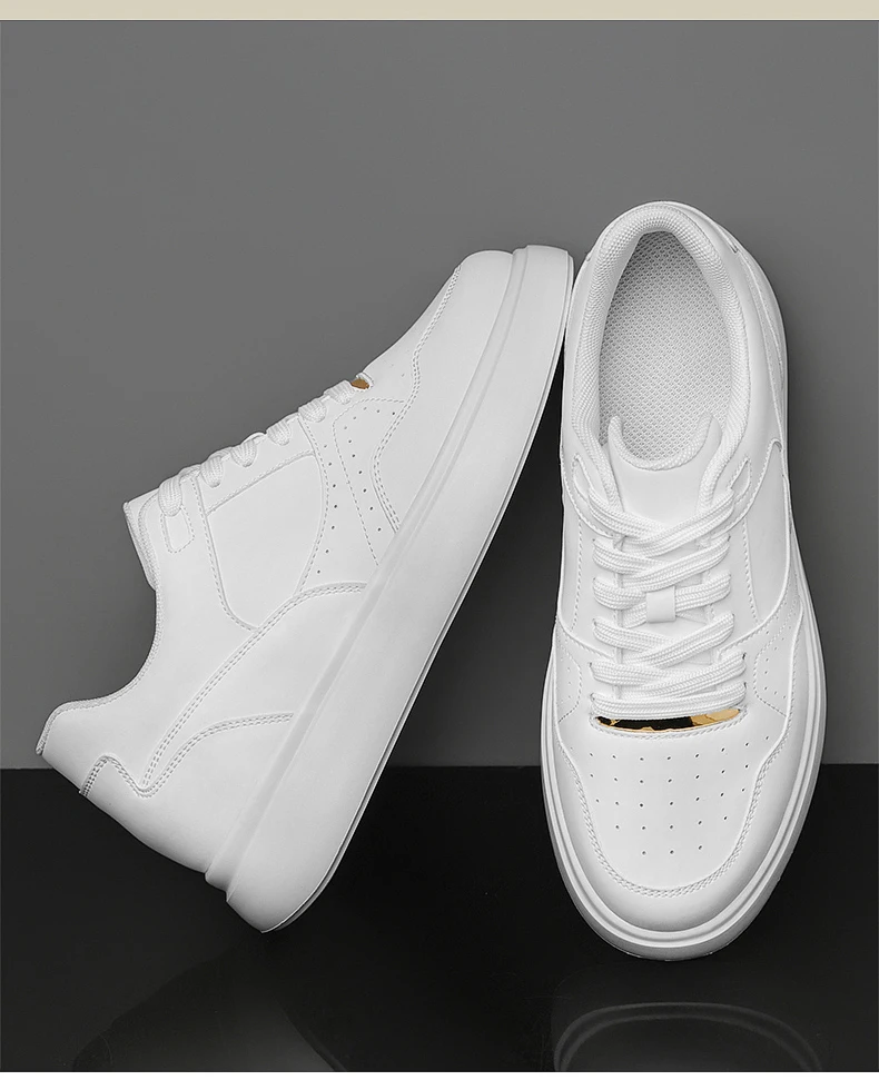 Herren-Skate-Schuhe aus Kunstleder mit Schnürung, versteckter Erhöhung der Höhe um 6/8/10 cm, rutschfester Plattform, für den Alltag und zum Gehen. – Detail 12
