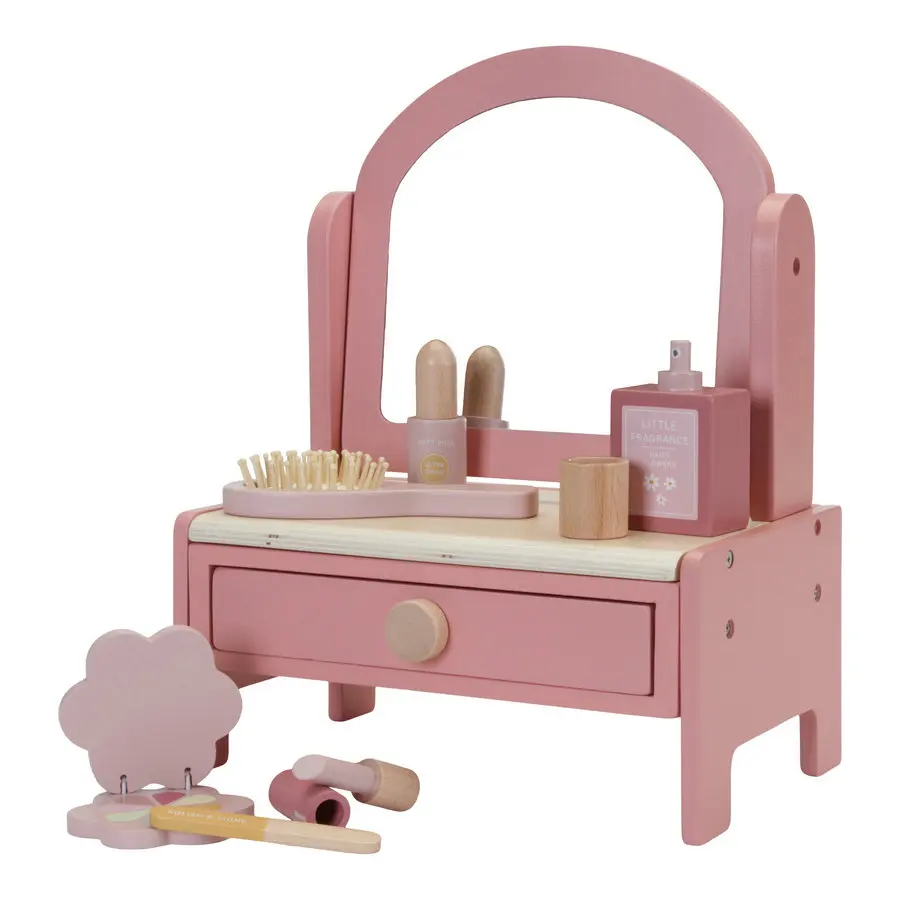

#Fashion Princess Pretend Play Pink Vanity Table Wooden Dressing Table Girls Beauty Play Set Toy Kids Makeup Sets for Children
