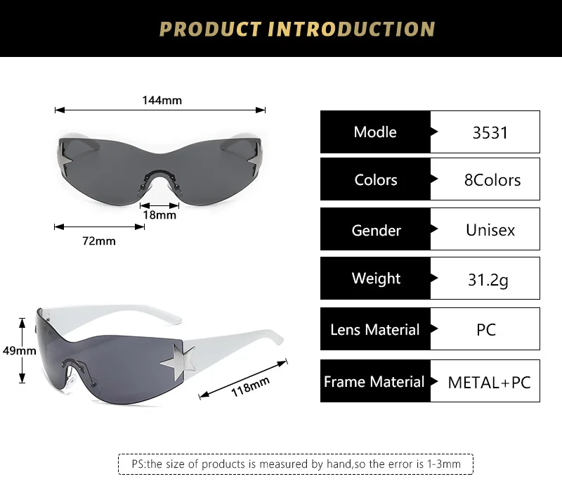 Neue Mode Sport Sonnenbrille y2k zeigen leichte Luxus Designer Marke Sport Sonnenbrille Trend hochwertige Festival Accessoires