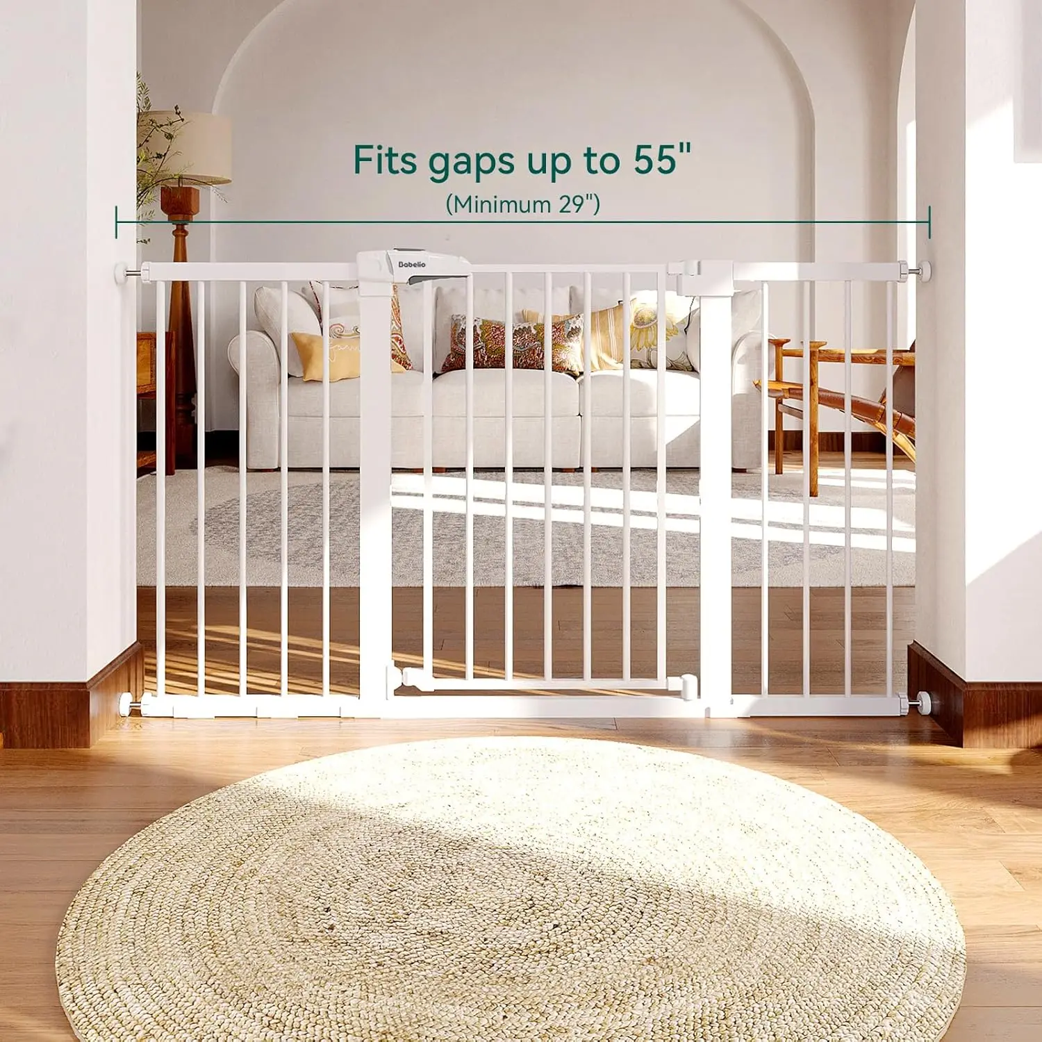 29-55 Inch Extra Wide Baby/Dog Gate, Metal Auto Close, Pressure Mounted Pet Door for Doorways, NO Need Tools and Drilling