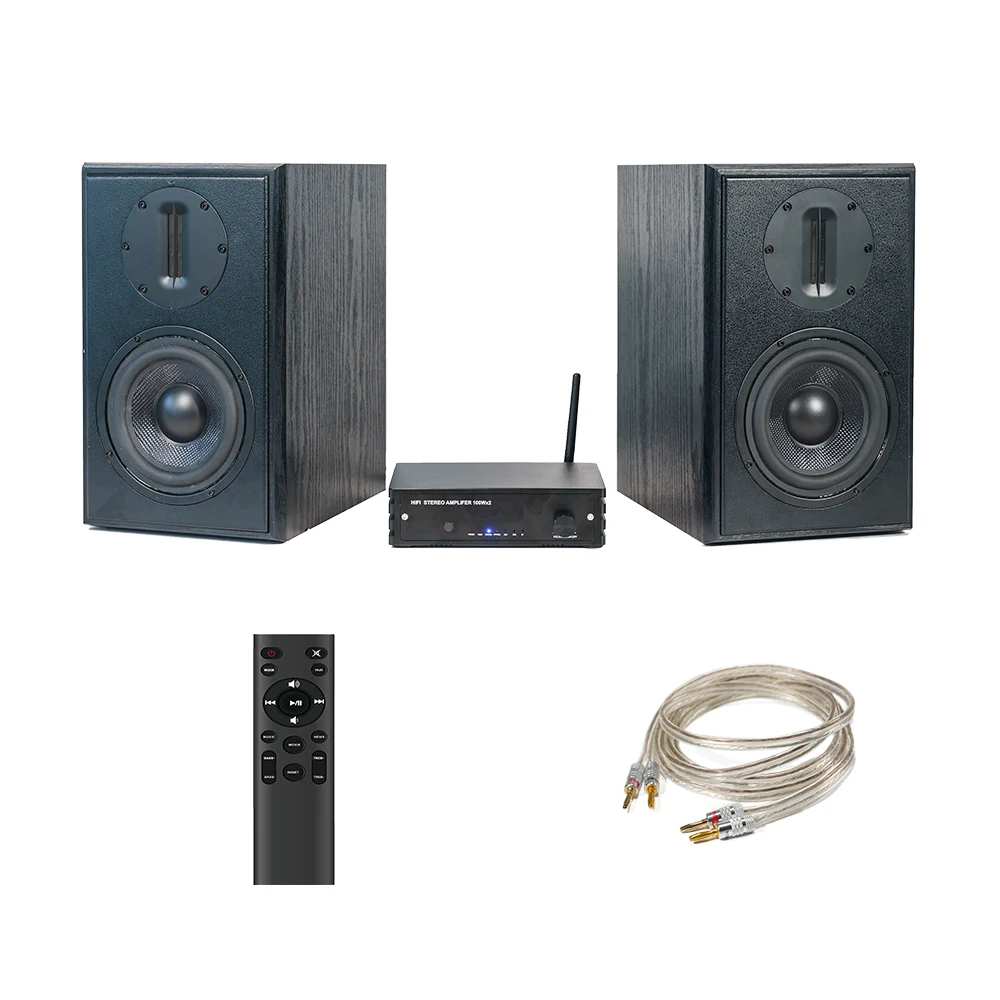 Samtonic-altavoz HiFi estéreo de fibra de carbono para estantería, juego de amplificador de 5,25 pulgadas, de madera, para Audio en casa