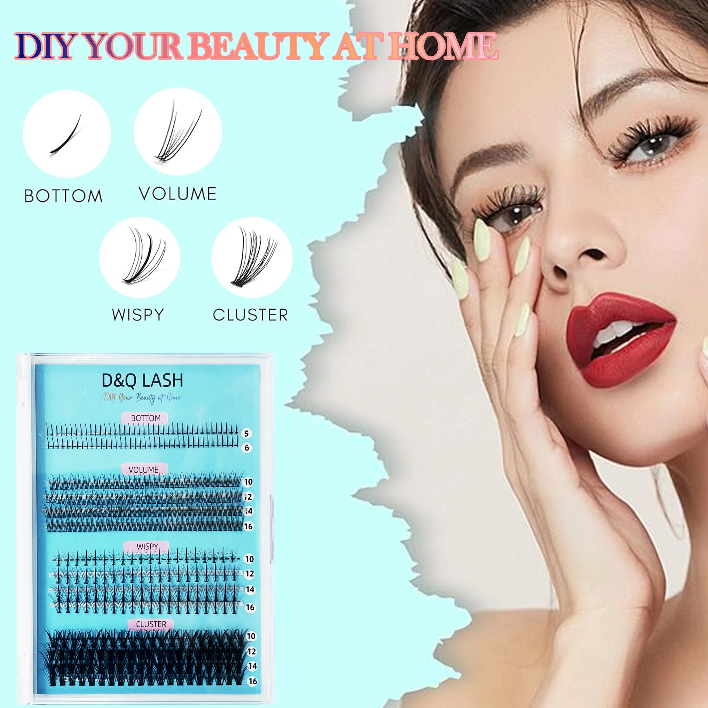 4 Styles Mix DIY Clusters Lash Extensions Multi-type Mixed False Eyelash Tray Bottom Spike Volume Lashes Self Application