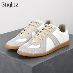 Classic Designer Style Sneakers Comfortable Casual Shoes for Men Lace Up Round Toe Flats Leather Canvas Spliced Sneakers Custom