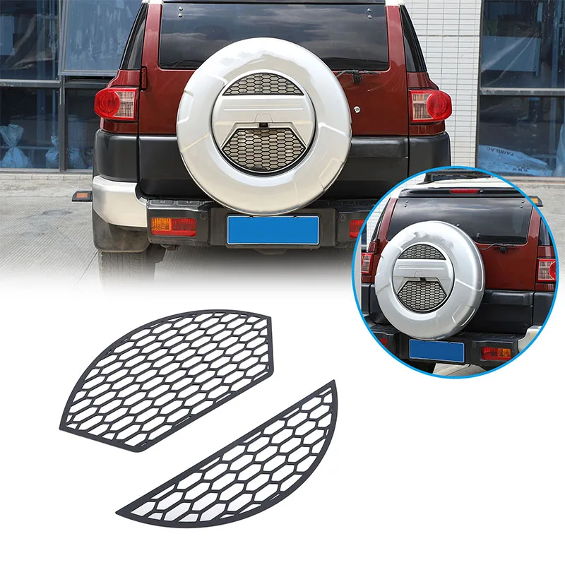 Stainless steel + Aluminum Alloy Silver/Black For Toyota FJ Cruiser 2007-2021 Car Spare Tire Cover Patch Exterior Accessories