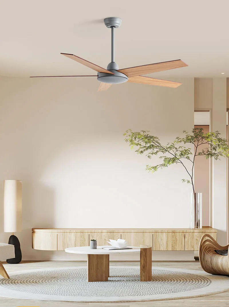 Retro Nordic Industrial Inverter Ceiling Fan High Wind Power Dining Room Living Room Fan Hotel Lampless Electric Ceiling Fan