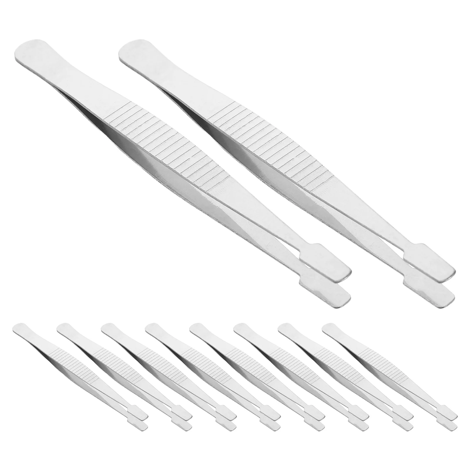 

10Pcs Stainless Steel Stamp Tweezers Flat Wide Tip Precision Stamp Collector Supplies Paper Money Stickers Jewelry Crafting