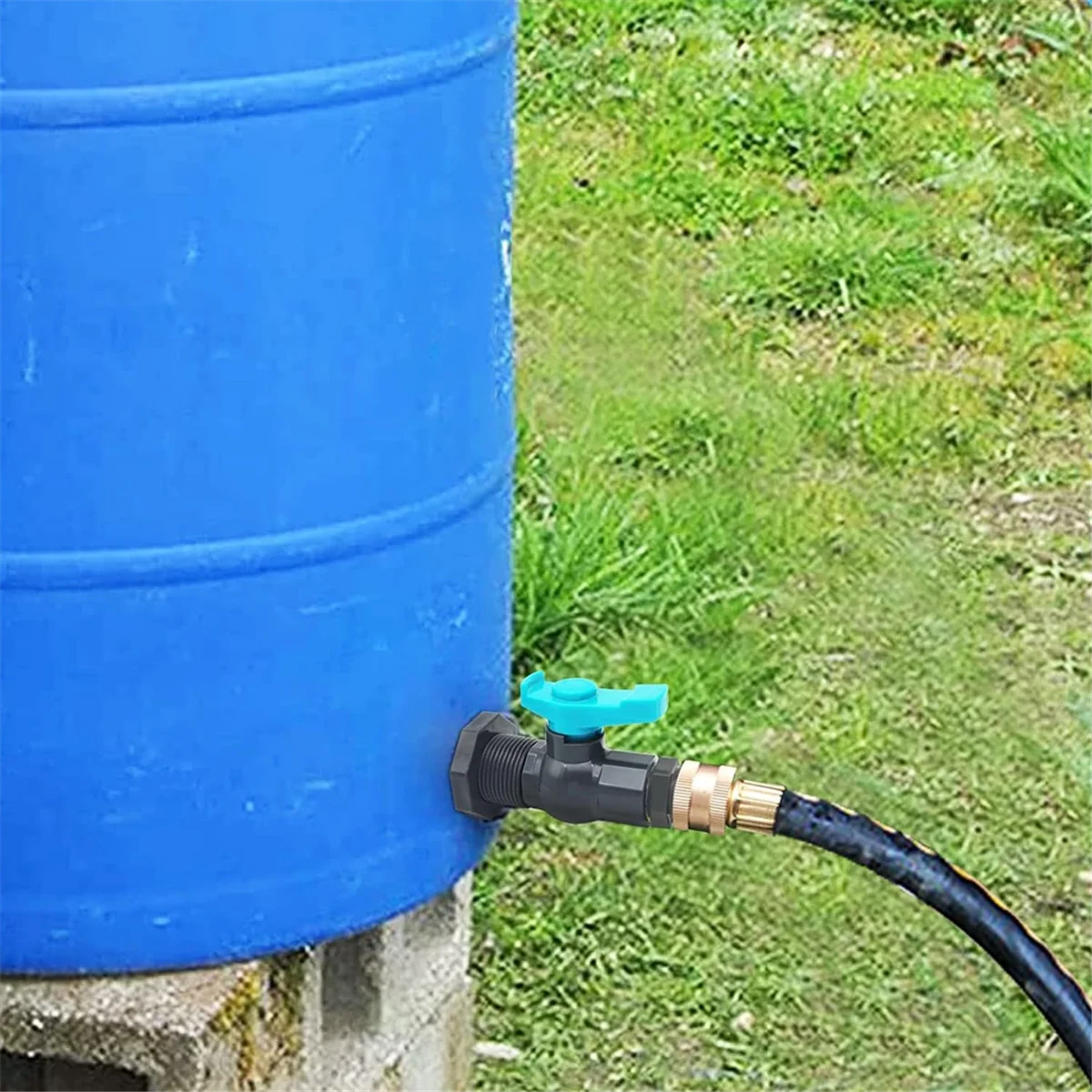 Rain Barrel Spigot Kit with an Hole Saw Include PVC Bulkhead Fitting Ball Valve Thread Seal Tape and Garden 3/4In Male