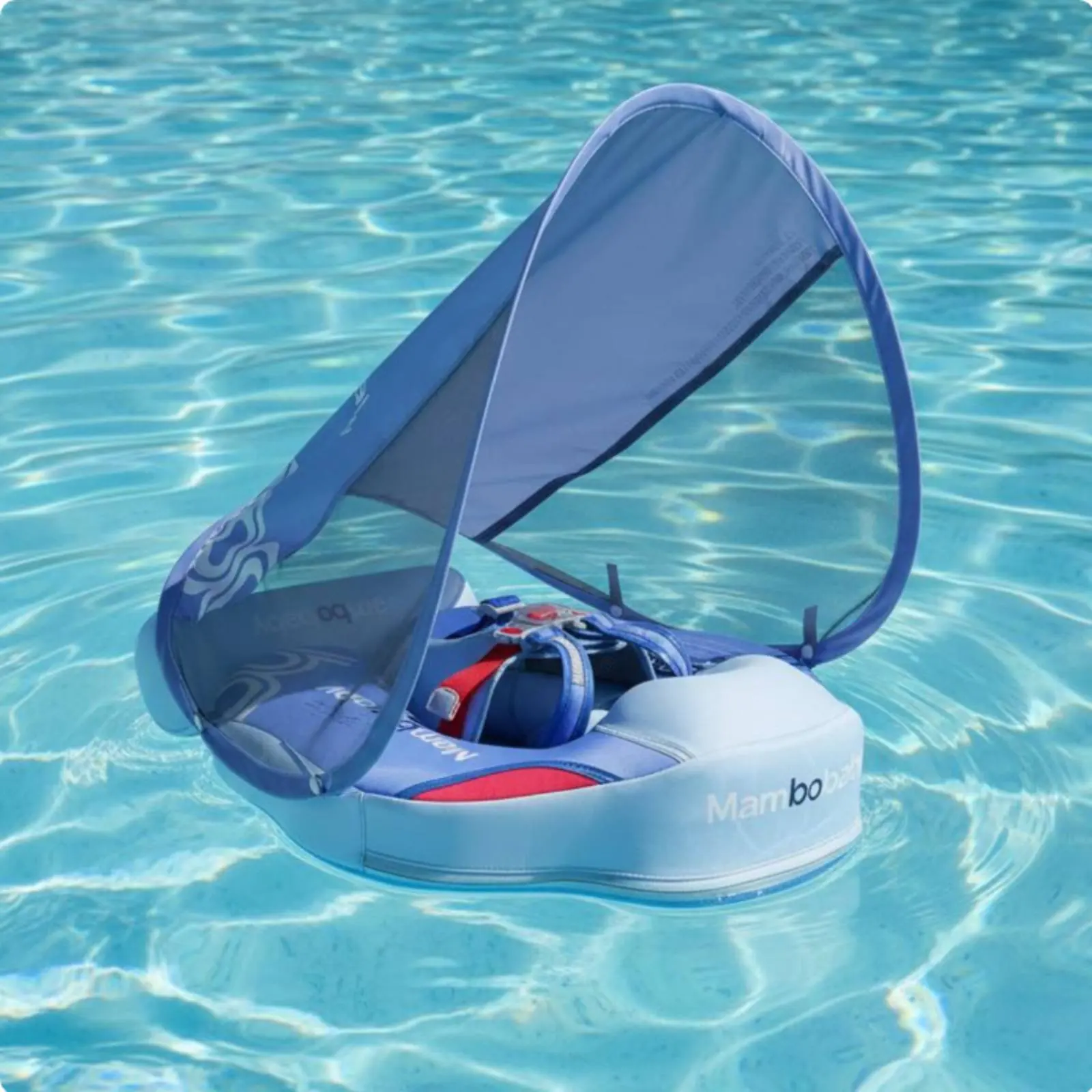 

Baby Aquatic Buoy with Sunshade Anti-Tip Design Non-Inflatable Infant Aquatic Aid Firm Foam Aquatic Instructor Spine Protection