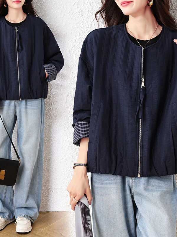 القطن مبطن ort Jaet جولة Ne الربط تصميم فضفاض صالح المرأة الخريف الشتاء معطف عارضة تخفيف Sle طويل Sve #2