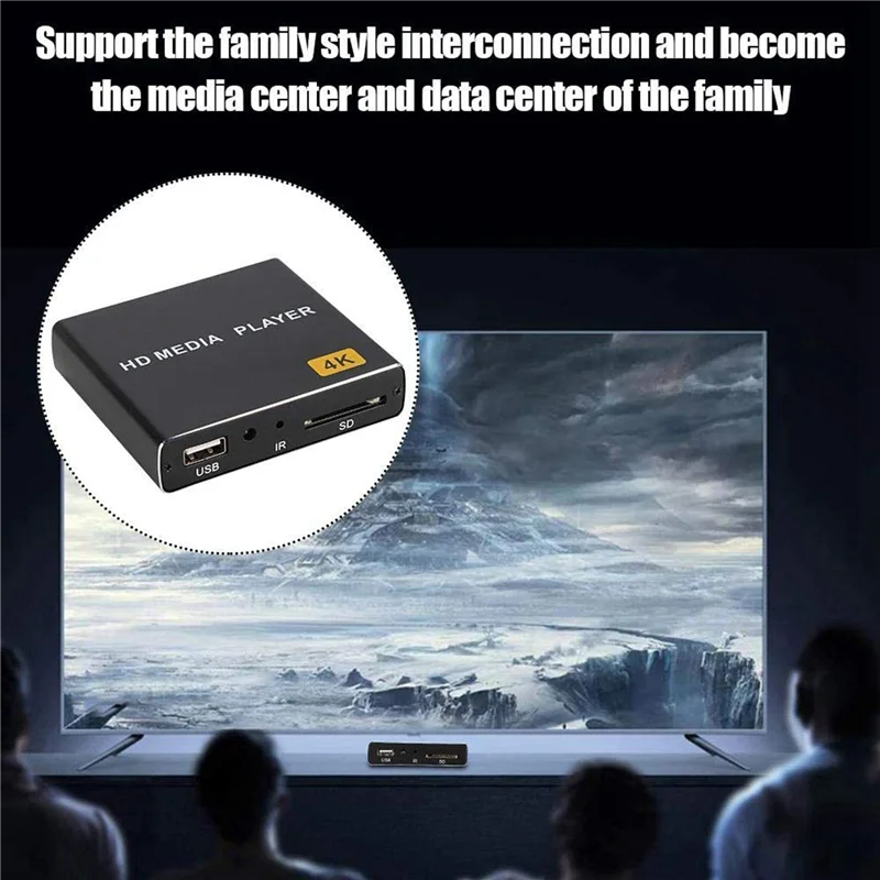 FORW-2X Mini 4K HDD Media Player 1080P Horizontal And Vertical Digital Video Player With USB Drive/SD Cards US Plug