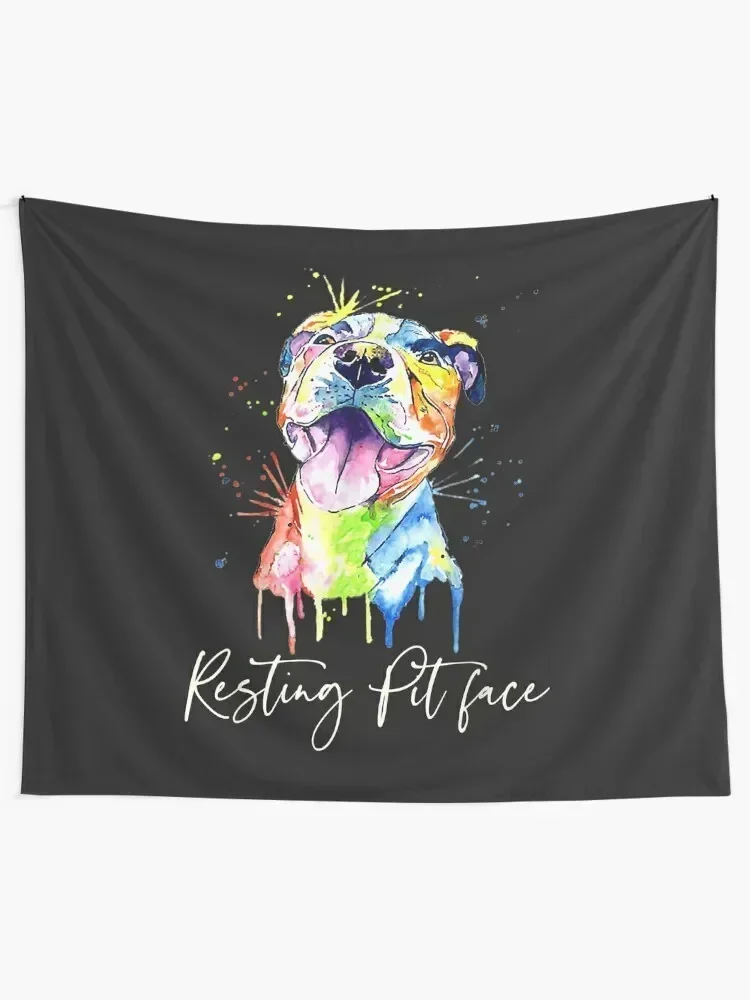 

Resting Pit Face Pitbull Watercolor Dog Lovers Gift Tapestry Home And Comfort Decor Bedroom Decor Aesthetic Tapestry