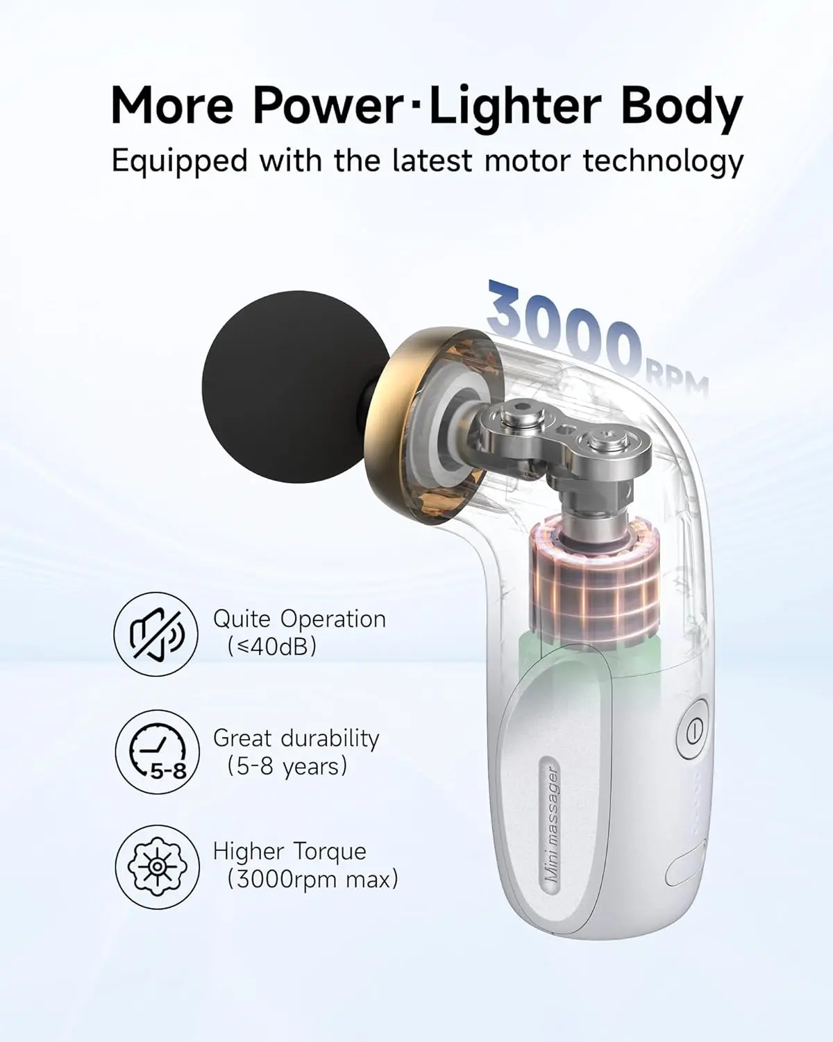 A1 Super Mini pistolet de massage, masseur musculaire à percussion portable pour voyage, bureau, athlètes – Blanc