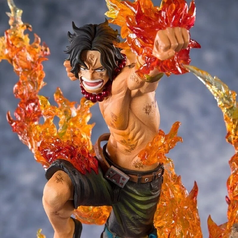 Pirate King Ruffy Ace Fire Fist Battle Actionfigur Modell Anime Desktop Ornament Sammlerspielzeug Geschenk für Männer Junge Fans präsentiert