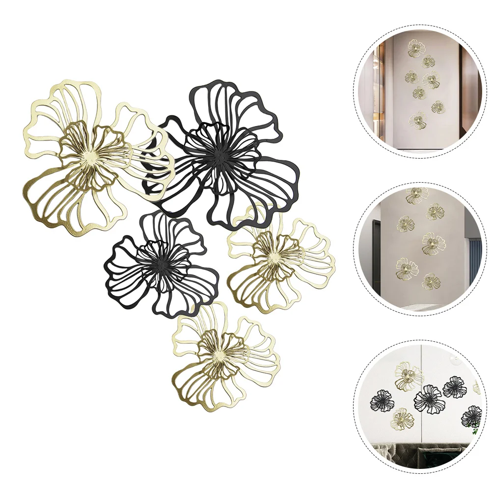 

5pcs Flower Floral Ornament For Living Room Garden Yard Hanging Art Decor Flower Metal Wall Decor Metal Wall Hanging