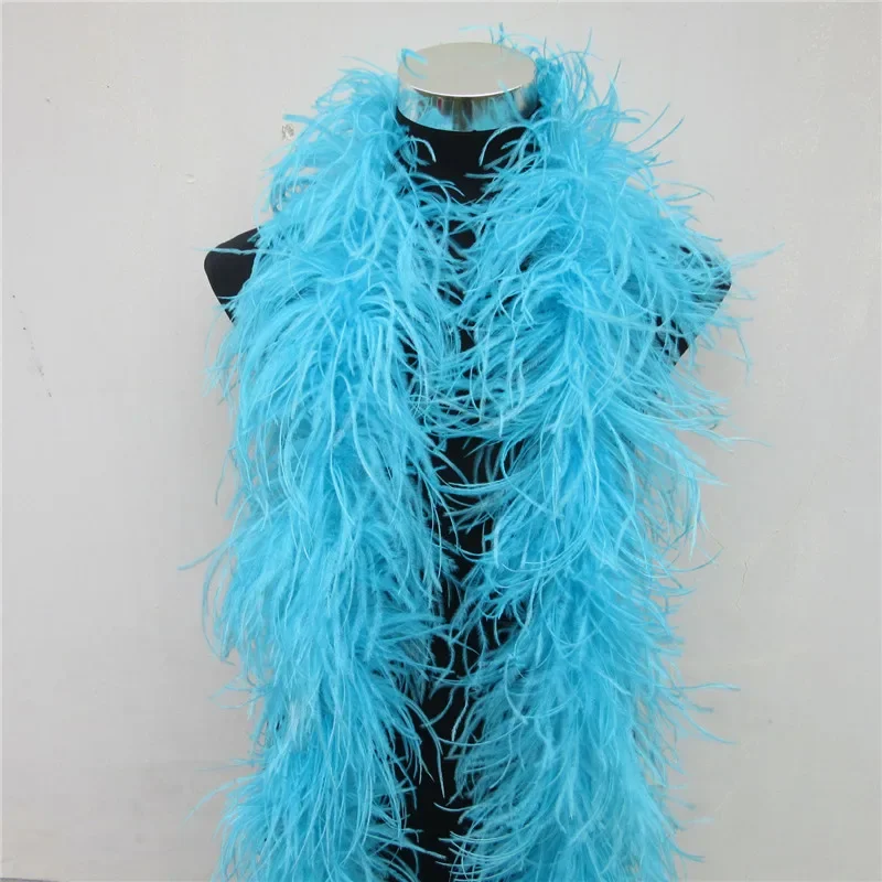 10 Meter/Lot 6 Layer Natural sapphire Fluffy Ostrich Feathers Boa Costumes/Trim For Party/Costume/Shawl/ Ostrich Plume