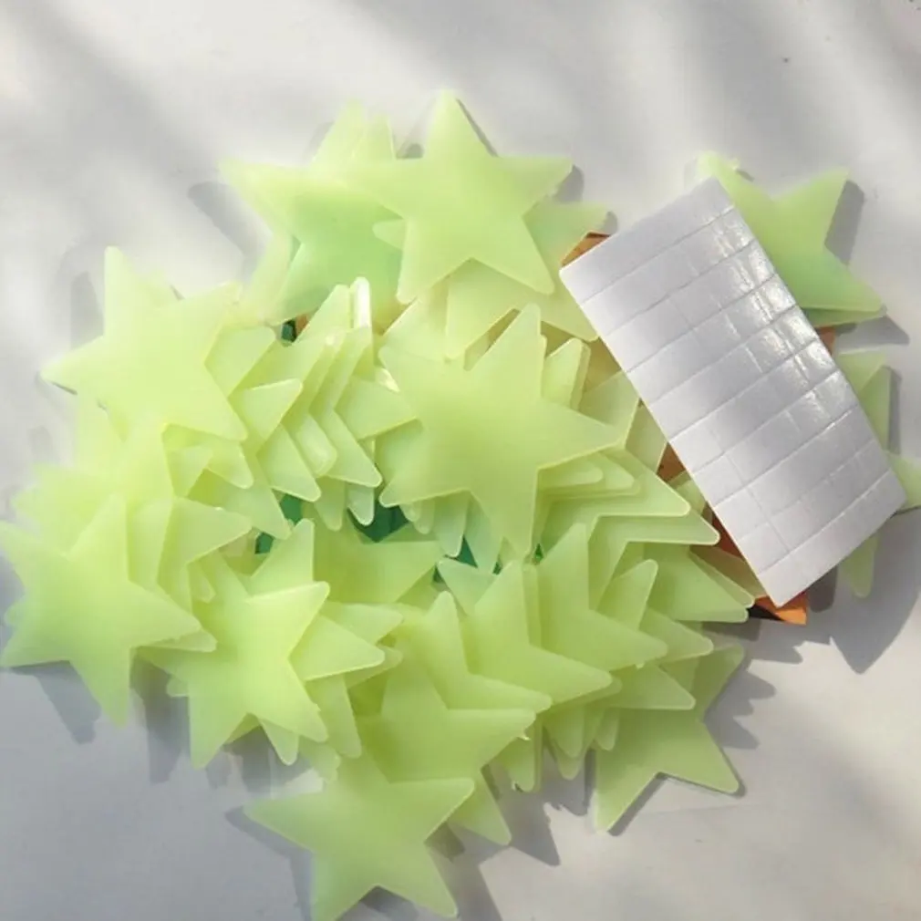 100 قطعة/70 قطعة 3 سنتيمتر مضيئة ستار الجدار ملصق مضيئة الفلورسنت ثلاثية الأبعاد الاطفال نوم السقف المنزل الظلام مكان ستار ملصقات جدار