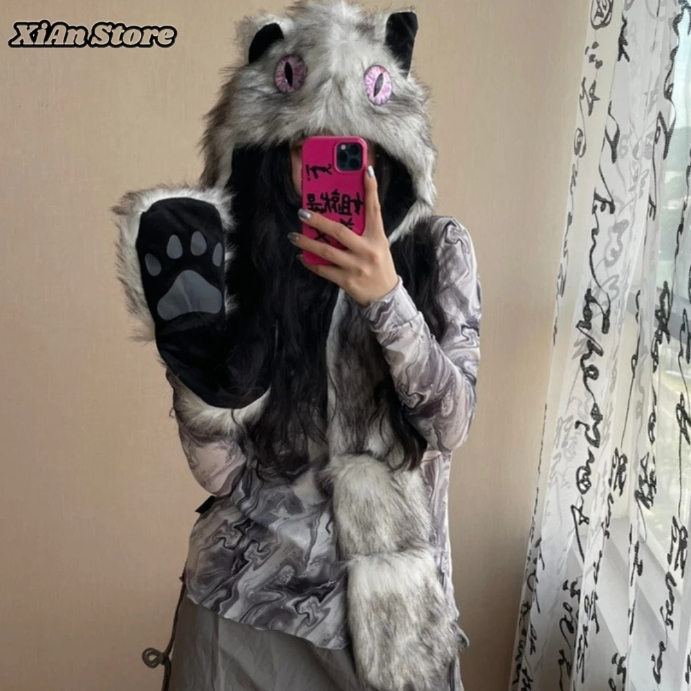 originale-harajuku-spicy-girl-imitazione-pelliccia-con-cappuccio-orecchie-di-gatto-cappelli-e-sciarpe-guanti-set-sottocultura-inverno-accessori-di-halloween