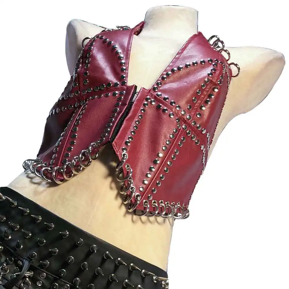 

Goth Tops Spiked Gothic Tank ALT Grunge Scene with Spikes Women's Cyber Boho Emo Clothing Y2K T-shirt Punk Rock Clothes