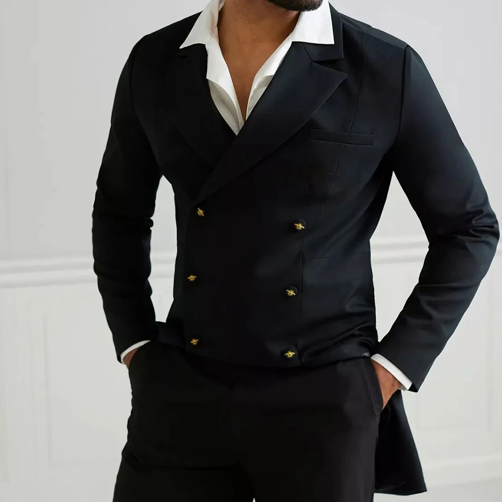 

Комплекты смокингов для жениха, комплект из эластичной ткани, двубортный свадебный пиджак с лацканами, брюки, дышащий пиджак для выпускного вечера