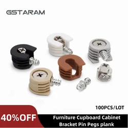 100PCS Plastic Support Bracket Cam Connector hardware Fixing fittings Furniture Cupboard Cabinet Bracket Pin Pegs plank Screw
