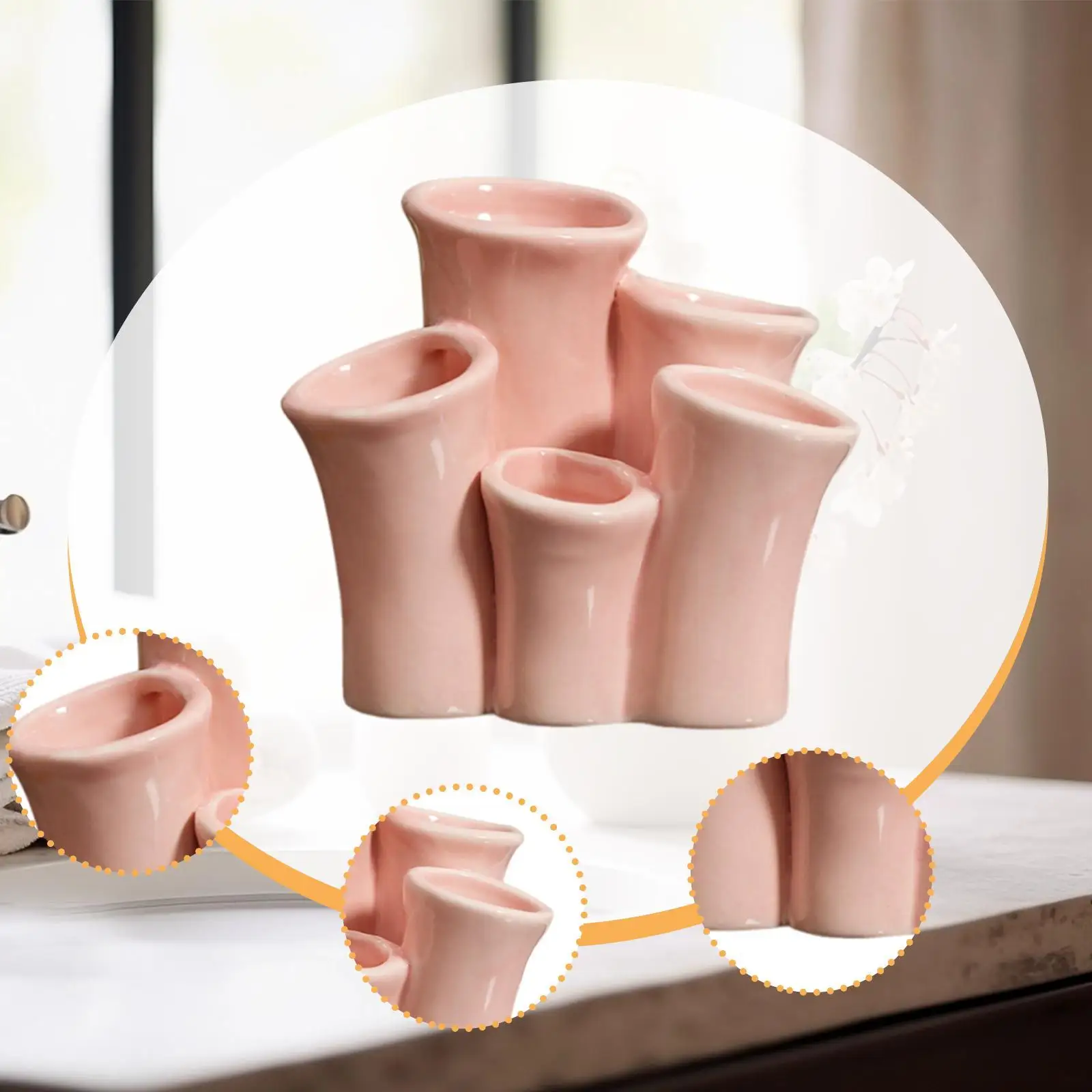 Ceramic Multifunctional Organizer Makeup Brush Holder for Vanity Dormitory