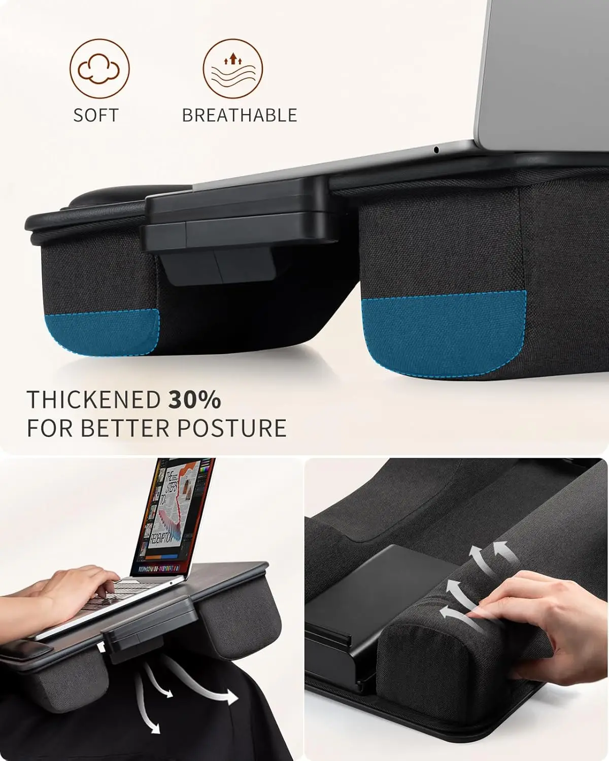 Portable Laptop Desk with Storage Drawer & Cushion, Fits 17" Laptops for Bed & Couch Use