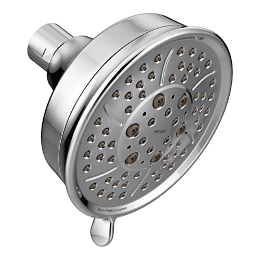 

4-3/8-Inch Diameter Showerhead Chrome Four-Function Showerhead for Bathroom with Durable Chrome Finish and Efficient Water Flow