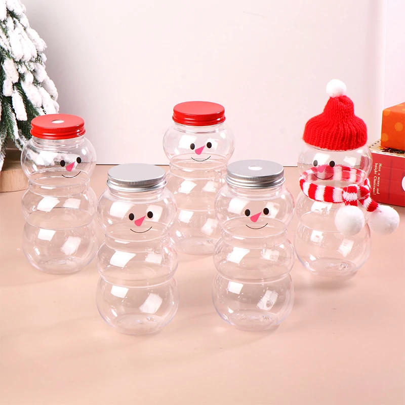 500ML Christmas Snowman Water Bottles Milk Tea Bottled Coffee Juice Portable Drinking Bottle For Milk Tea Shop Home Juice Cup