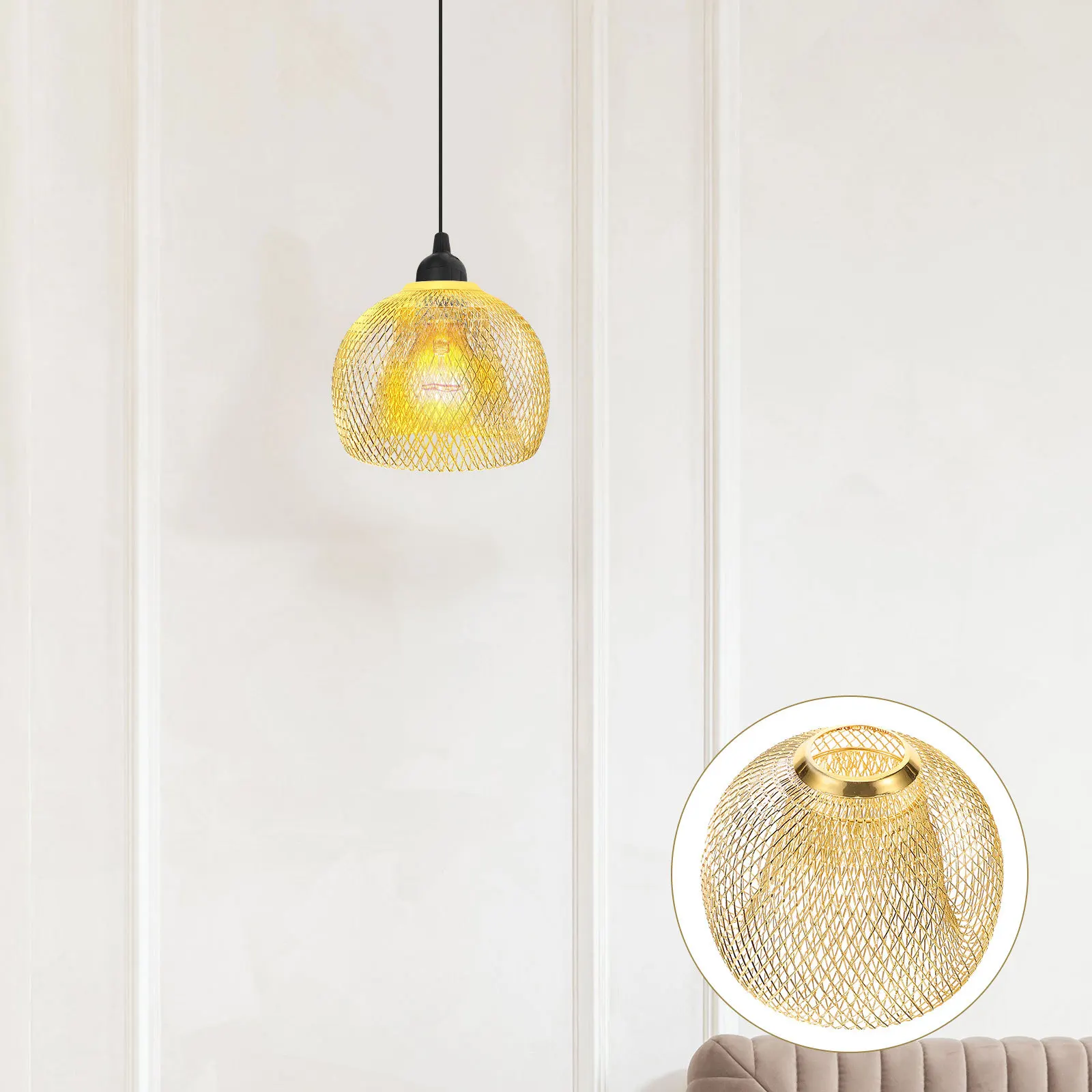 Metal Lamp Shade Retro Iron Wire Hanging Light Cover For Home Bar Restaurant Decor Ceiling Lighting Replacement