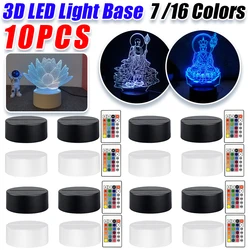 10-1pcs 3D Night LED Light Lamp Base Touch Control 7/16 Colors Led Display Base Decorative night light plastic base