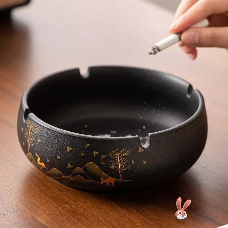 

Современная минималистичная керамическая пепельница в китайском стиле с дизайном оленя, ветрозащитная, модная, для офисного стола и домашнего декора