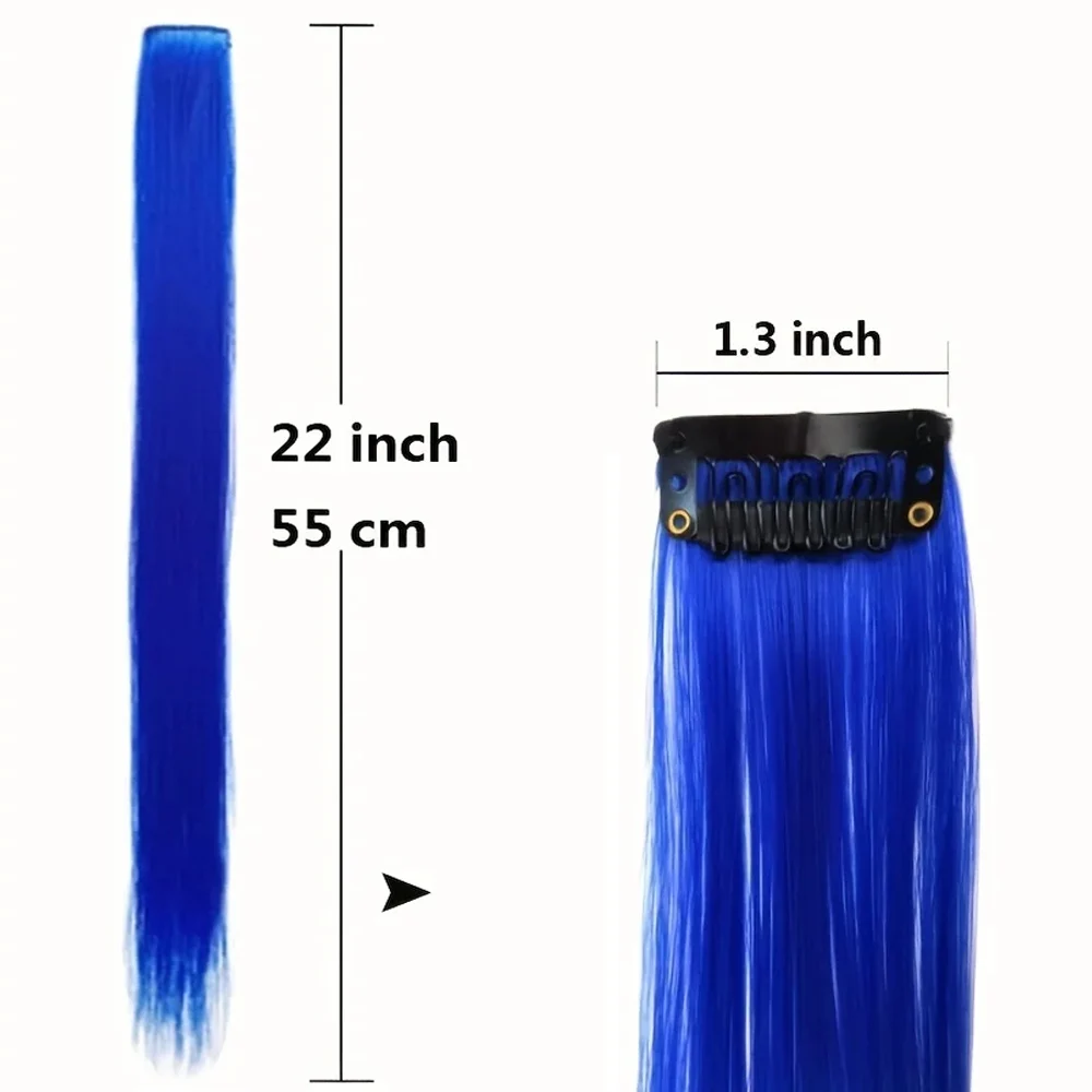 カラフルなクリップイン人工毛エクステンションレインボーロングストレートヘアピース女性女の子子供用 Y2K スタイルデイリーパーティー 3 ピース/セット