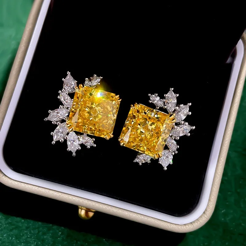 

Серьги с квадратными бриллиантами, серьги из чистого серебра S925, модный и нишевый дизайн, женские аксессуары для ушей, подарок