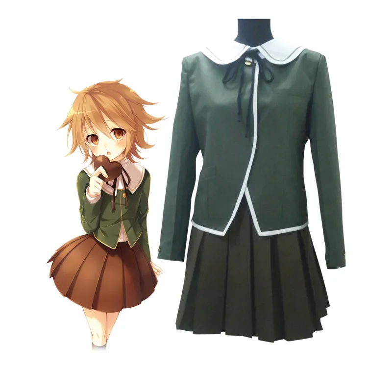 Danganronpa Cosplay Costume Chihiro Fujisaki School Girl Uniform