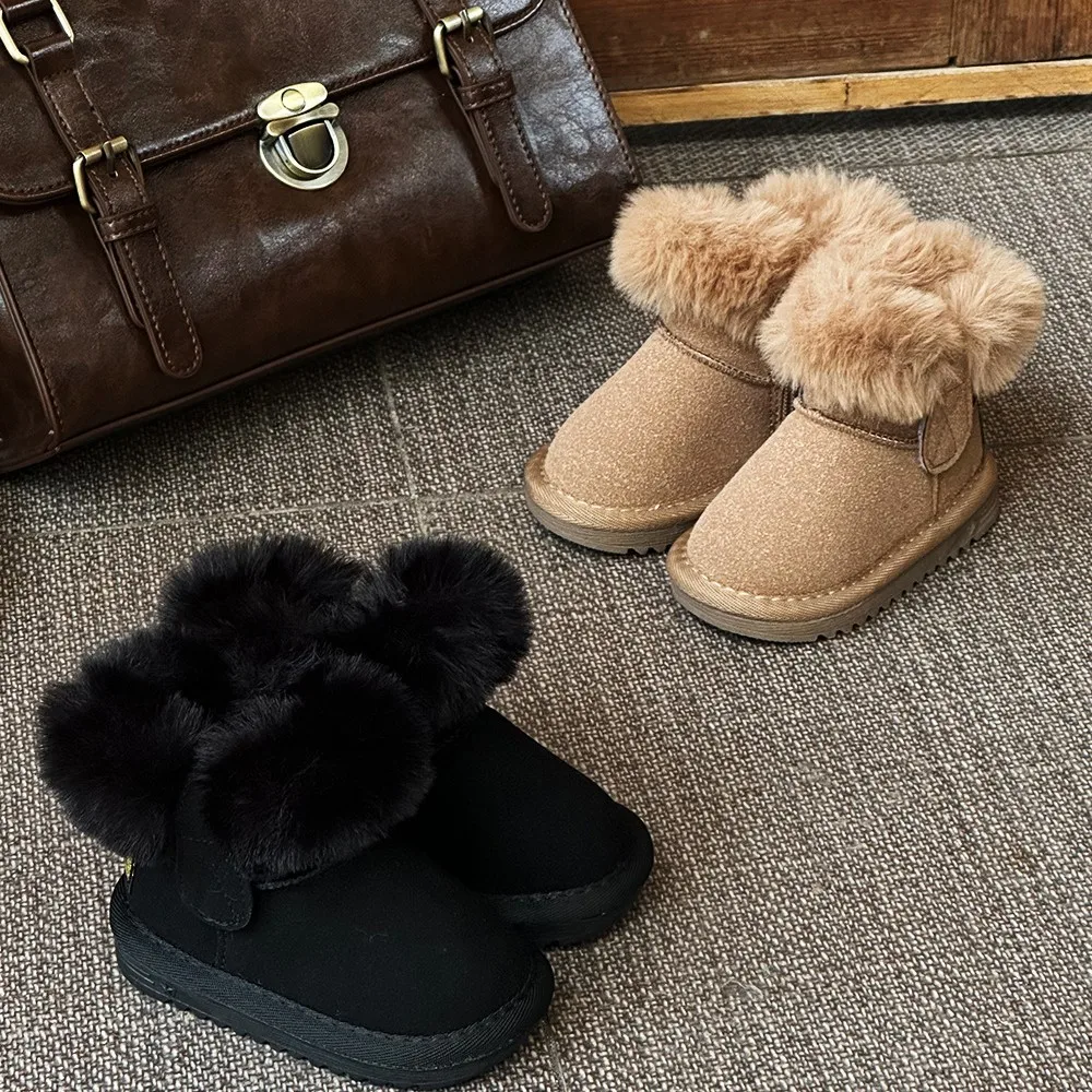 

Autumn Winter Girl Snow Boots New Fashionable Versatile Velvet Thicken Boy Children Toddler Shoes Cotton Shoes Keep Warm Thicken